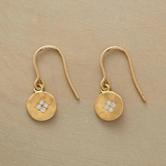 Vintage Golden Rounded Zirconia Earrings-Lydieannejewelry