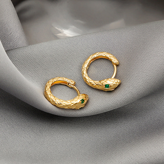 Elegant Golden Serpent Earrings-Lydieannejewelry