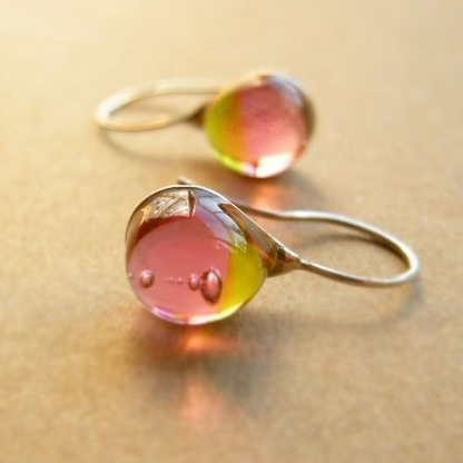 Vintage Warm Glass Drop Earrings-Lydieannejewelry