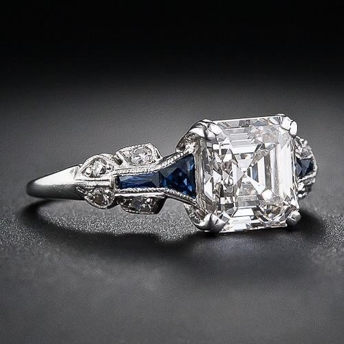 Brilliant Vintage Ring in Blue and Silver-Lydieannejewelry