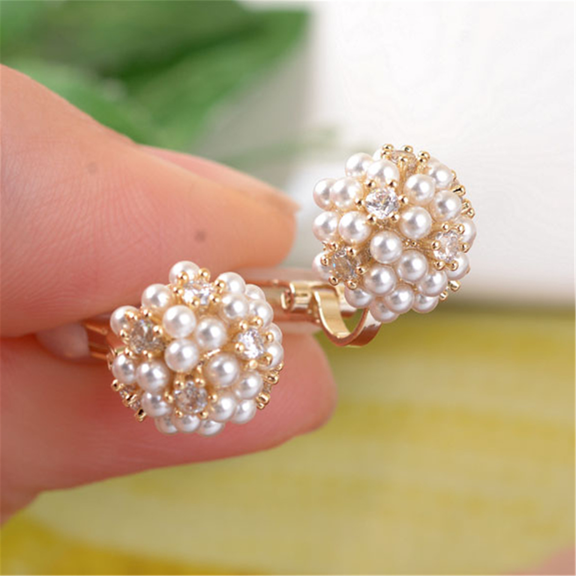 Vintage Inlaid Pearl Stud Earrings-Lydieannejewelry