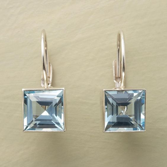 Vintage Blue Cubic Glass Earrings-Lydieannejewelry