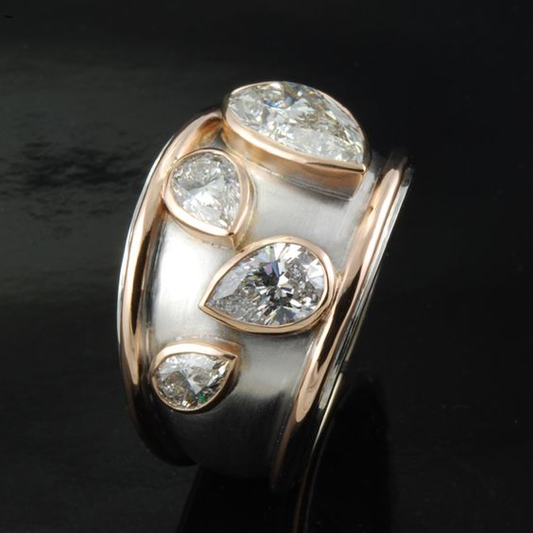 Vintage Zirconia Inlaid Gold Plated Ring-Lydieannejewelry