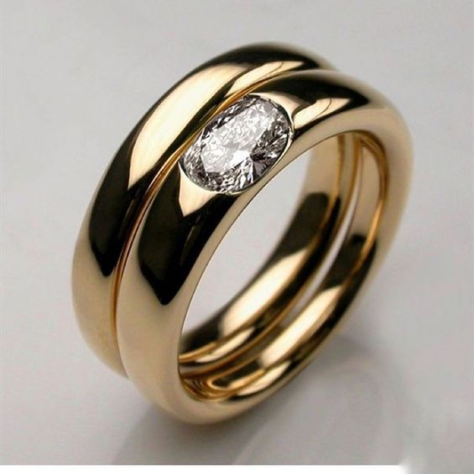 Vintage Zirconia Golden Plated Ring-Lydieannejewelry