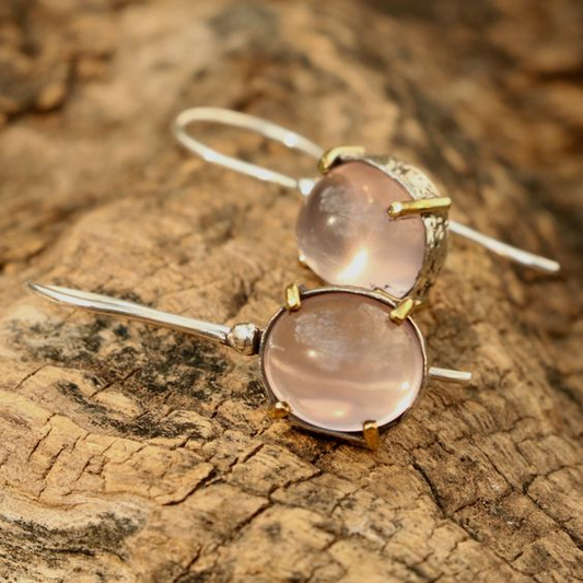 Vintage Glass Gold Earrings-Lydieannejewelry