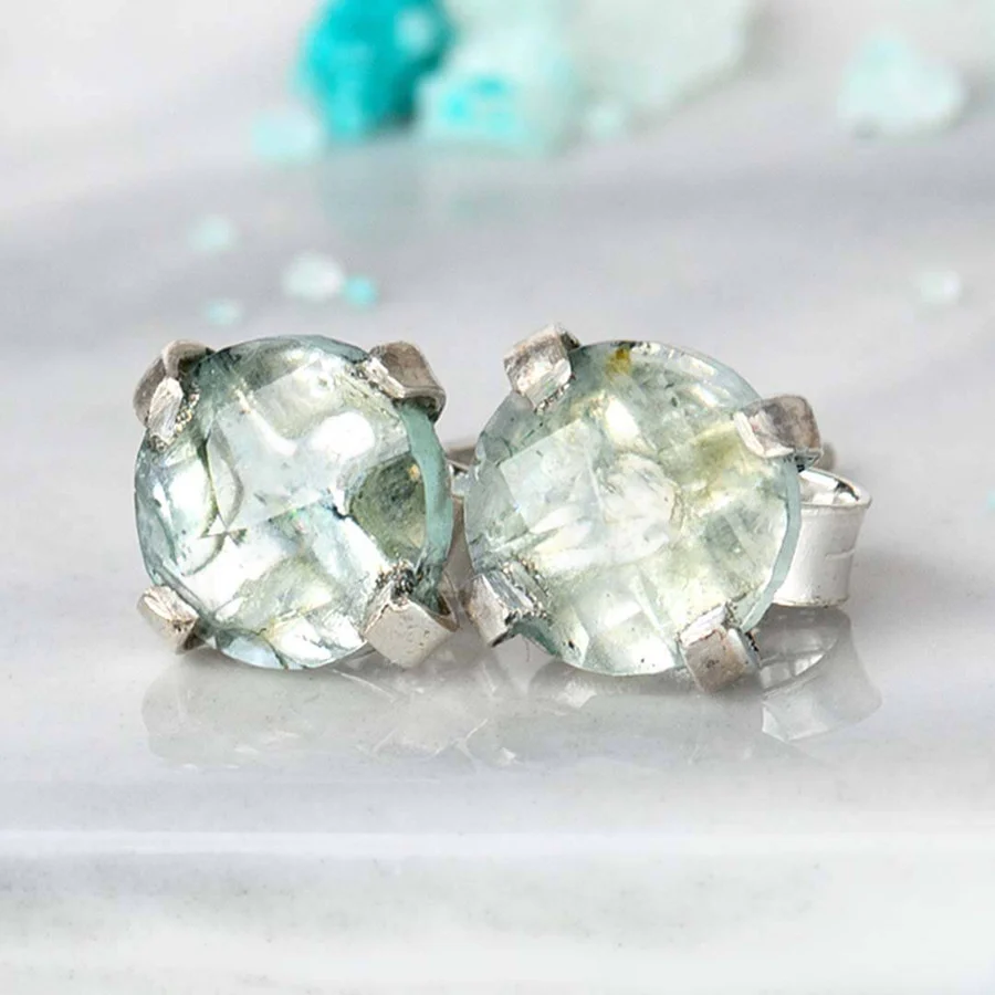 Vintage Glass Silver Earrings-Lydieannejewelry