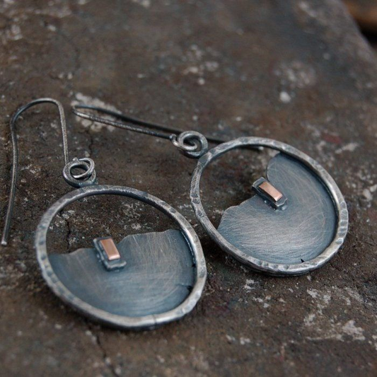 Vintage Rounded Silver Plated Earrings-Lydieannejewelry