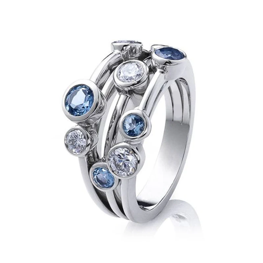 Vintage Silver & Blue Zirconia Ring-Lydieannejewelry