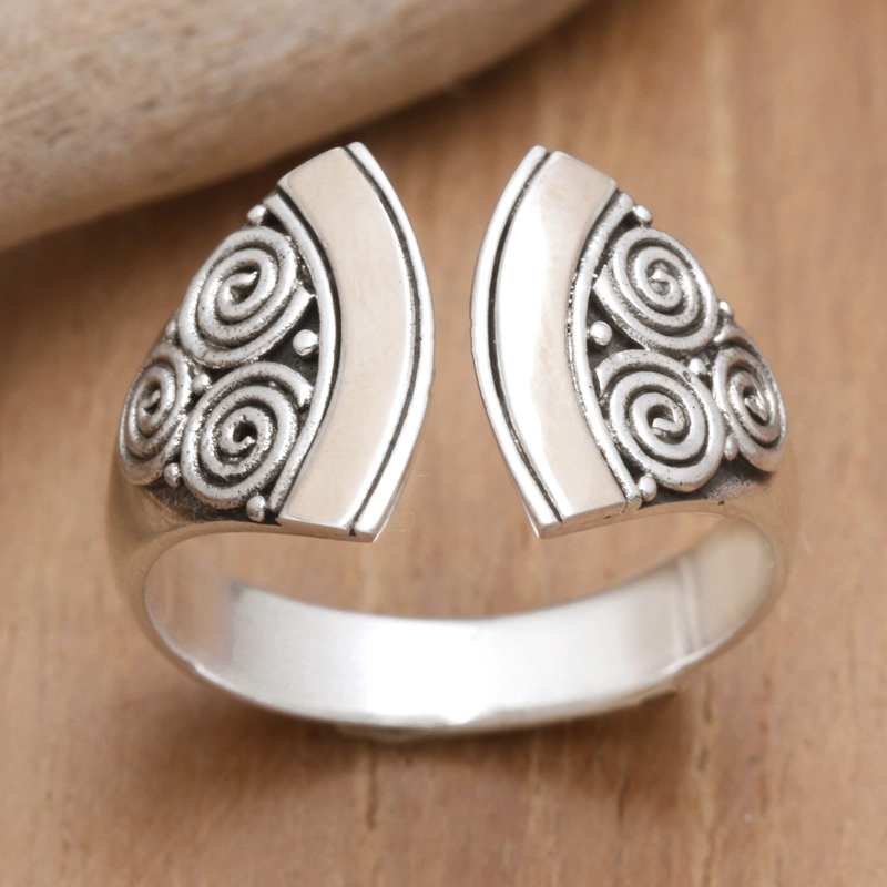 Vintage Open Silver Spiral Ring-Lydieannejewelry
