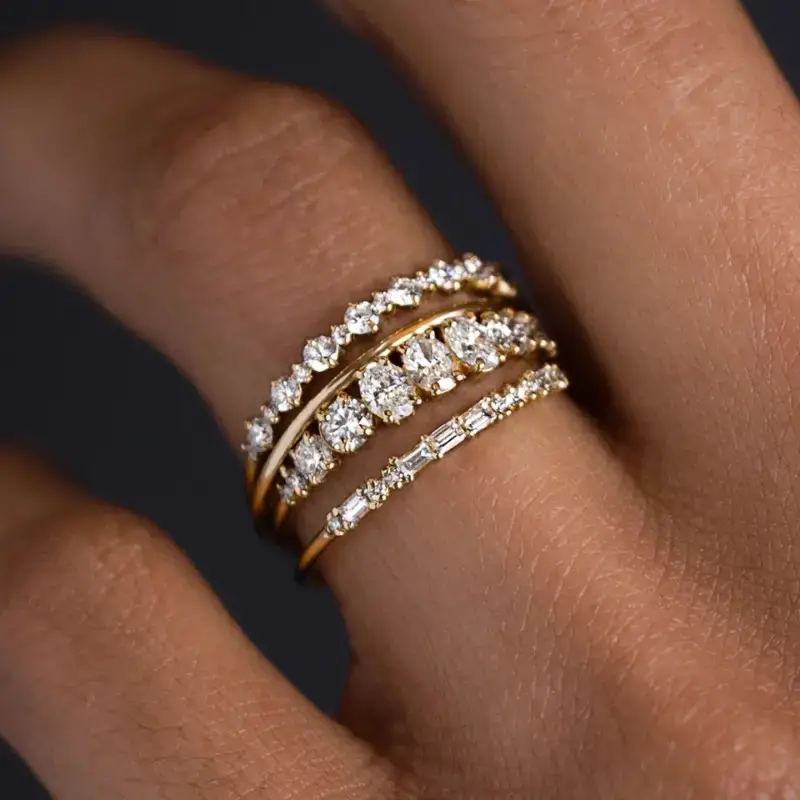 Vintage Elegant Zirconia Ring Set-Lydieannejewelry