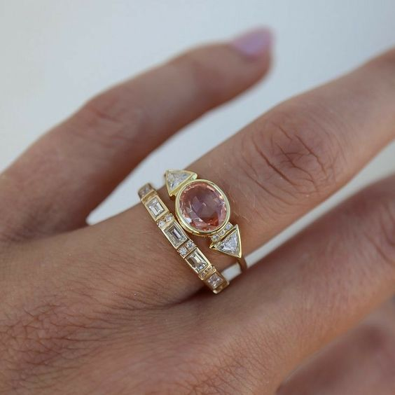 Vintage Inlaid Glass Ring Set-Lydieannejewelry
