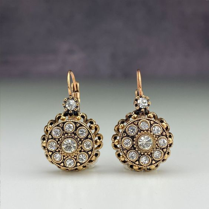 Vintage Mandala Flower Crystal Earrings-Lydieannejewelry