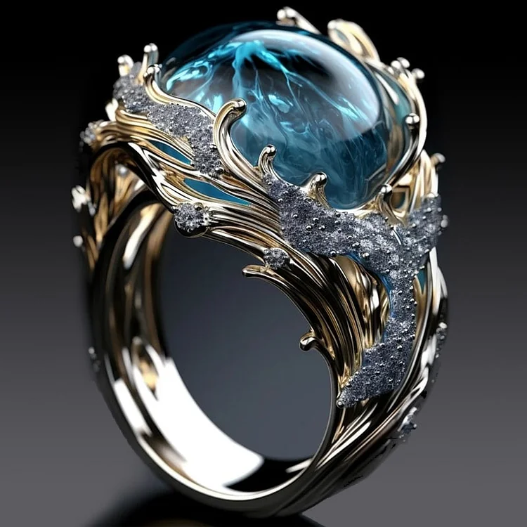Vintage Ocean Crystal Ring-Lydieannejewelry