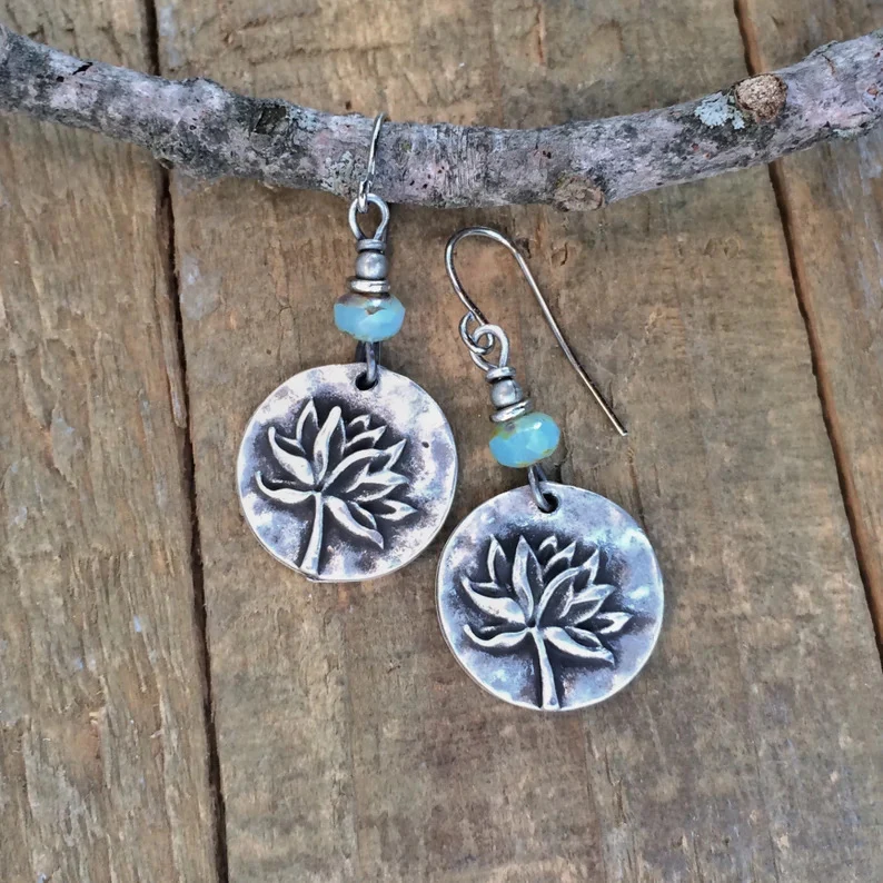 Vintage Rounded Silver Leaf Earrings-Lydieannejewelry