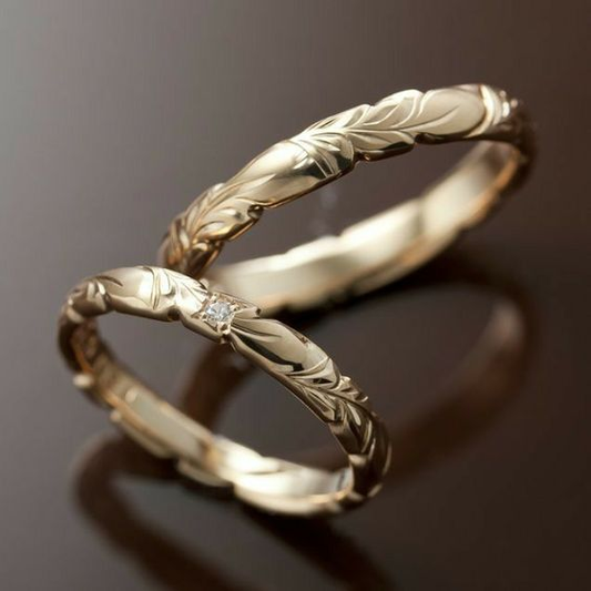 VIntage Couple Leaf Gold Ring-Lydieannejewelry