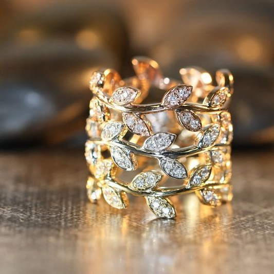Vintage Bright Leaf Gold Ring-Lydieannejewelry