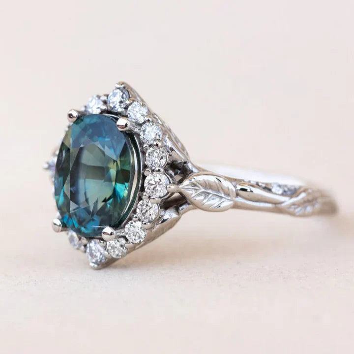 Vintage Blue Bright Silver Ring-Lydieannejewelry
