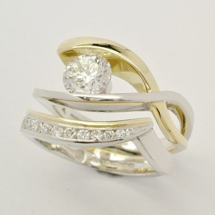 Vintage Layered Gold & Silver Zirconia Ring-Lydieannejewelry
