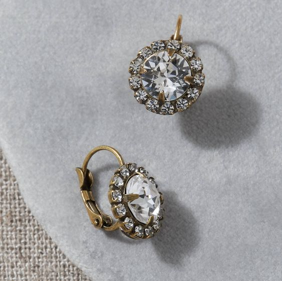 Vintage Round Glass Earrings-Lydieannejewelry