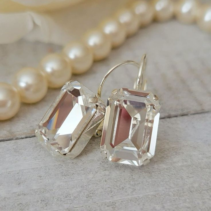 Vintage White Glass Earrings-Lydieannejewelry