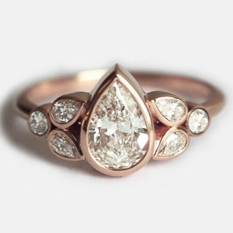 Vintage Rose Zirconia Drop Ring-Lydieannejewelry