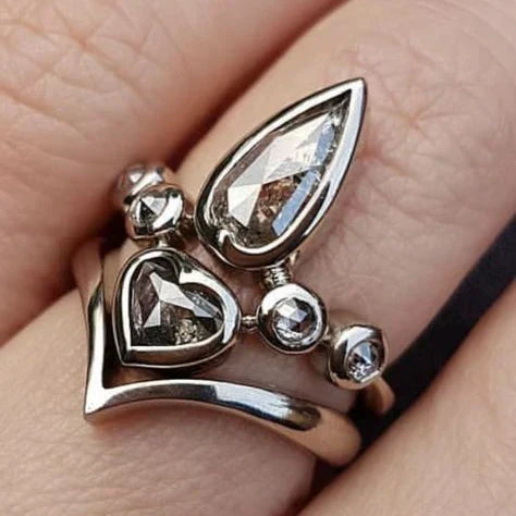Vintage Oval Crystal Silver Ring-Lydieannejewelry