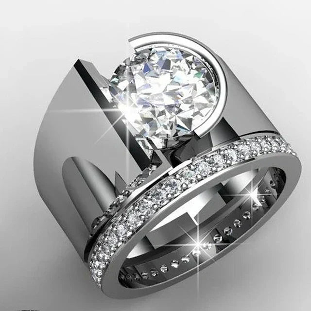 Vintage Bright Zirconia Silvered Ring-Lydieannejewelry