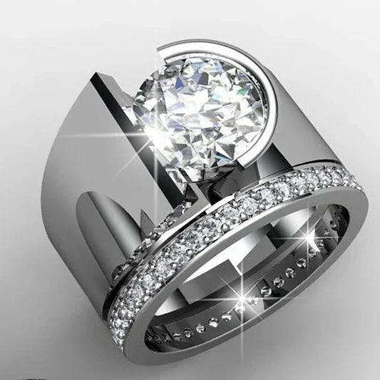 Vintage Bright Zirconia Silvered Ring-Lydieannejewelry
