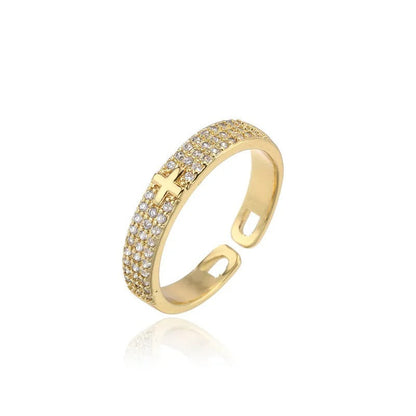 Gold Sparkling Faith Resizable Ring-Lydieannejewelry
