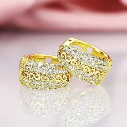 Gold Vintage Wave Pattern Earrings-Lydieannejewelry