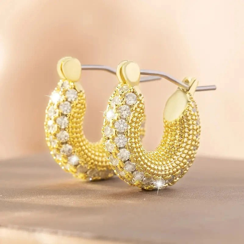 Gold Crystal Beaded Earrings-Lydieannejewelry