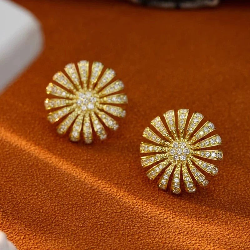 Vintage Gold Twinkle Petal Earrings-Lydieannejewelry