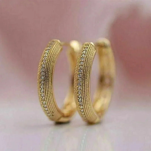 Vintage Gold Beautiful Pattern Earrings-Lydieannejewelry