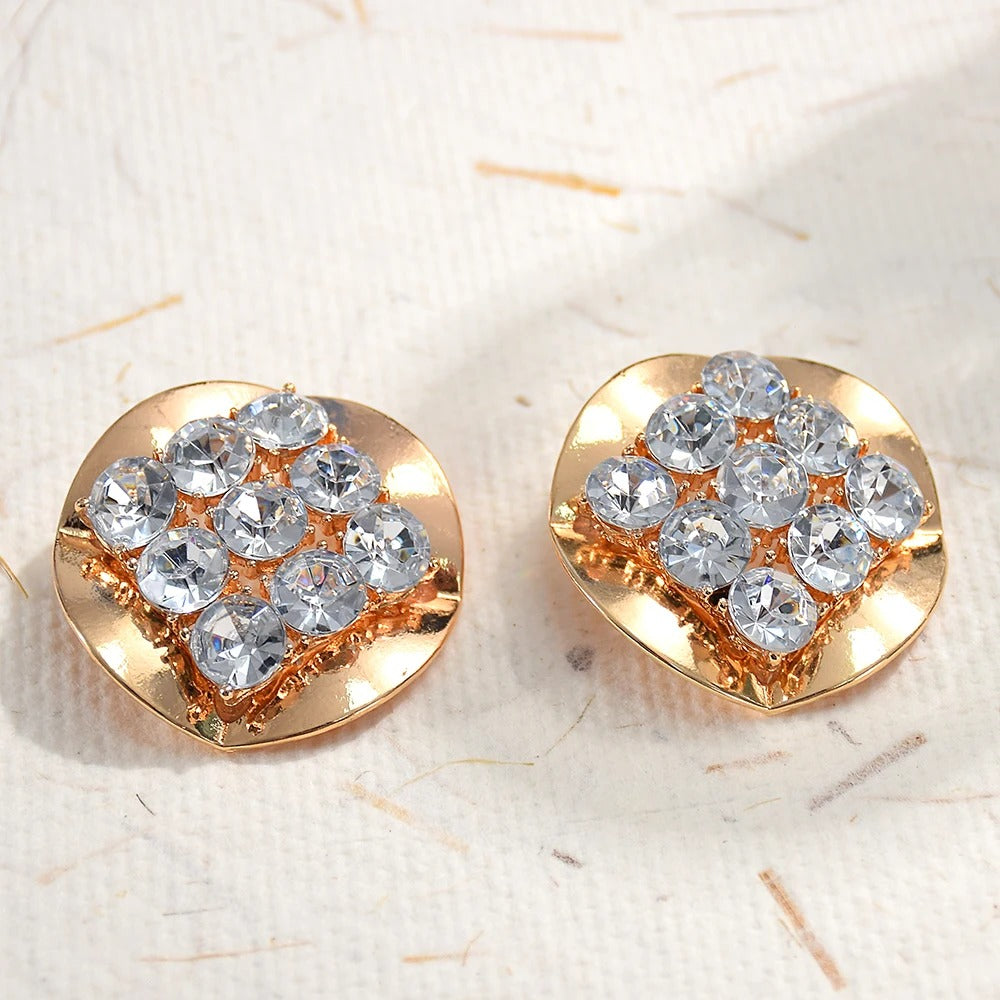 Vintage Silver Crystal Gold Earrings-Lydieannejewelry