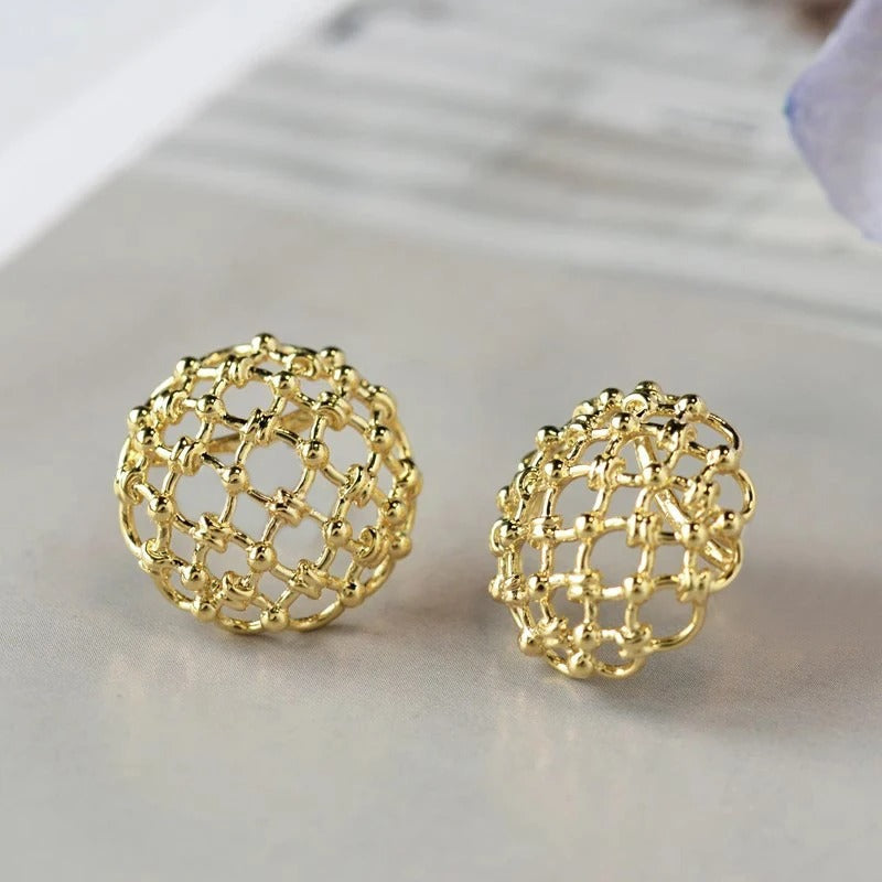 Vintage Gold Half-Ball Earrings-Lydieannejewelry