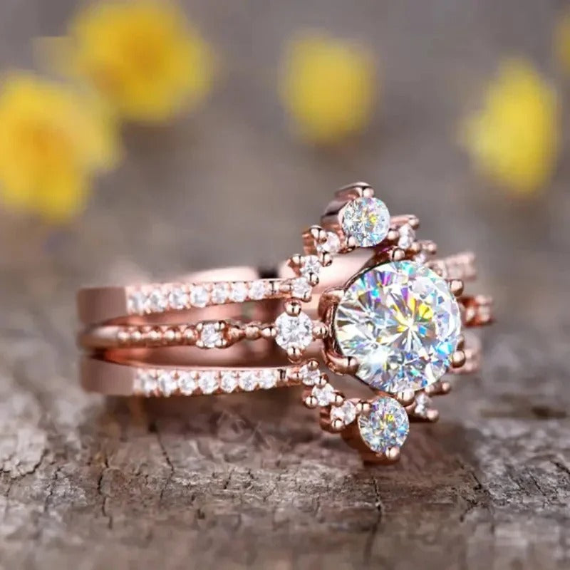 Rose Gold Sparkling Diamond Ring-Lydieannejewelry