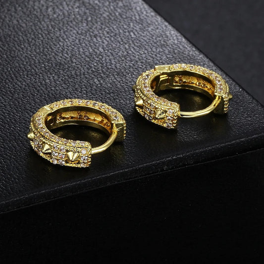 Vintage Gold Crystal Hoop Earrings-Lydieannejewelry
