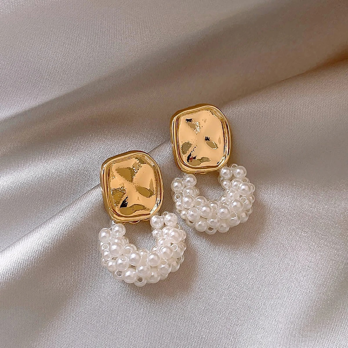 Vintage Gold & Pearl Rope Pendant Earrings-Lydieannejewelry