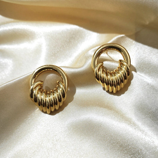 Gold Coil Hoop Spiral Earrings-Lydieannejewelry