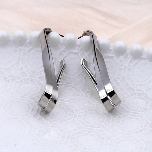 Vintage Silver Irregular Twist Dangle Earrings-Lydieannejewelry
