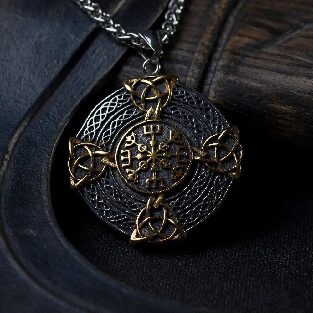 Gold & Silver Viking Protection Symbol Necklace-Lydieannejewelry