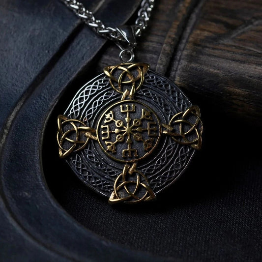 Gold & Silver Viking Protection Symbol Necklace-Lydieannejewelry