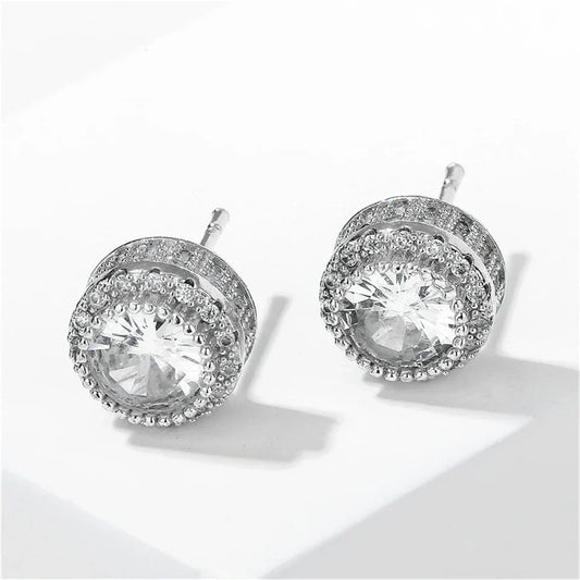 Vintage Silver Crystal Stud Earrings-Lydieannejewelry