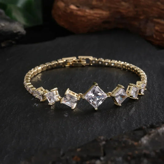Vintage Gold Geometric Sparkle Bracelet-Lydieannejewelry