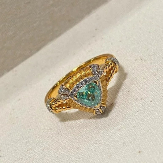 Classic Triangular Gorgeous Mint Green Adjustable Ring-Lydieannejewelry