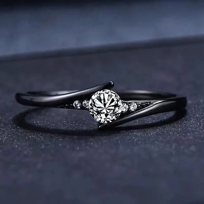 Vintage Black Gold Crystal Ring-Lydieannejewelry