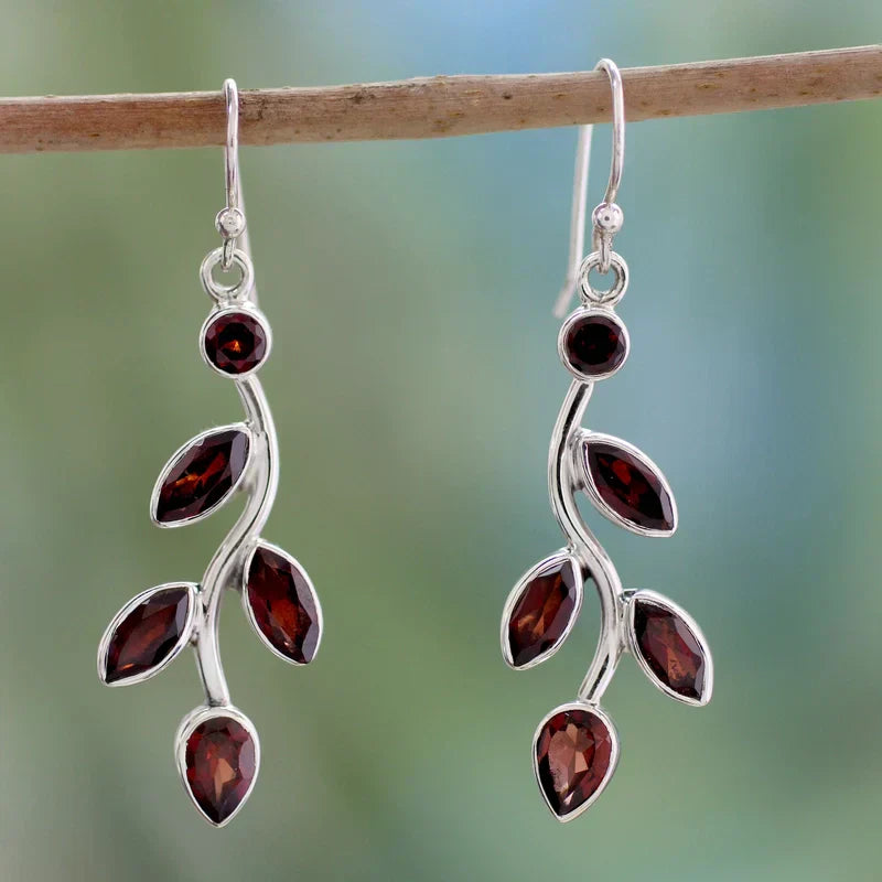 Vintage Red Leaf Earrings-Lydieannejewelry
