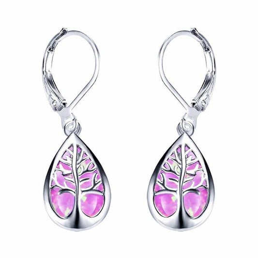 Tree of Life Earrings in Opal and Silver